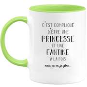 quotedazur - Mug Prénom Fantine Compliqué D'Être Une Princesse Et Une Fantine Mais Ca Va Je Gère - Cadeau Humour Prénom - Idée Cadeau  Saint Valentin - Tasse Prénom Fantine - Idéal Pour Noël