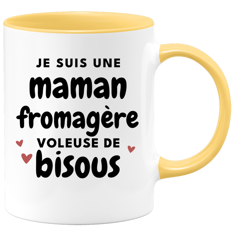 quotedazur - Mug Je Suis Une Maman Fromagère Voleuse De Bisous - Cadeau Fête Des Mères Original - Idée Cadeau Pour Anniversaire Maman - Cadeau Pour Future Maman Naissance