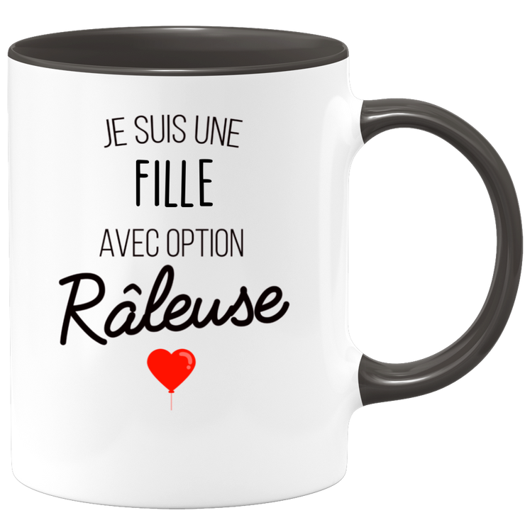 quotedazur - Mug Je Suis Une Fille Avec Option Râleuse - Cadeau Idéal Pour Fille - Cadeau Personnalisé Pour Femme - Cadeau Original Pour Anniversaire Ou Noël