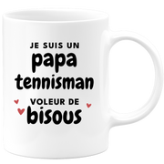 quotedazur - Mug Je Suis Un Papa Tennisman Voleur De Bisous - Cadeau Fête Des Pères Original - Idée Cadeau Pour Anniversaire Papa - Cadeau Pour Futur Papa Naissance