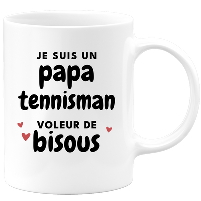 quotedazur - Mug Je Suis Un Papa Tennisman Voleur De Bisous - Cadeau Fête Des Pères Original - Idée Cadeau Pour Anniversaire Papa - Cadeau Pour Futur Papa Naissance