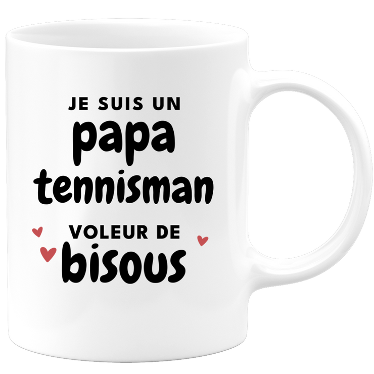 quotedazur - Mug Je Suis Un Papa Tennisman Voleur De Bisous - Cadeau Fête Des Pères Original - Idée Cadeau Pour Anniversaire Papa - Cadeau Pour Futur Papa Naissance