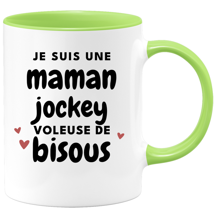 quotedazur - Mug Je Suis Une Maman Jockey Voleuse De Bisous - Cadeau Fête Des Mères Original - Idée Cadeau Pour Anniversaire Maman - Cadeau Pour Future Maman Naissance