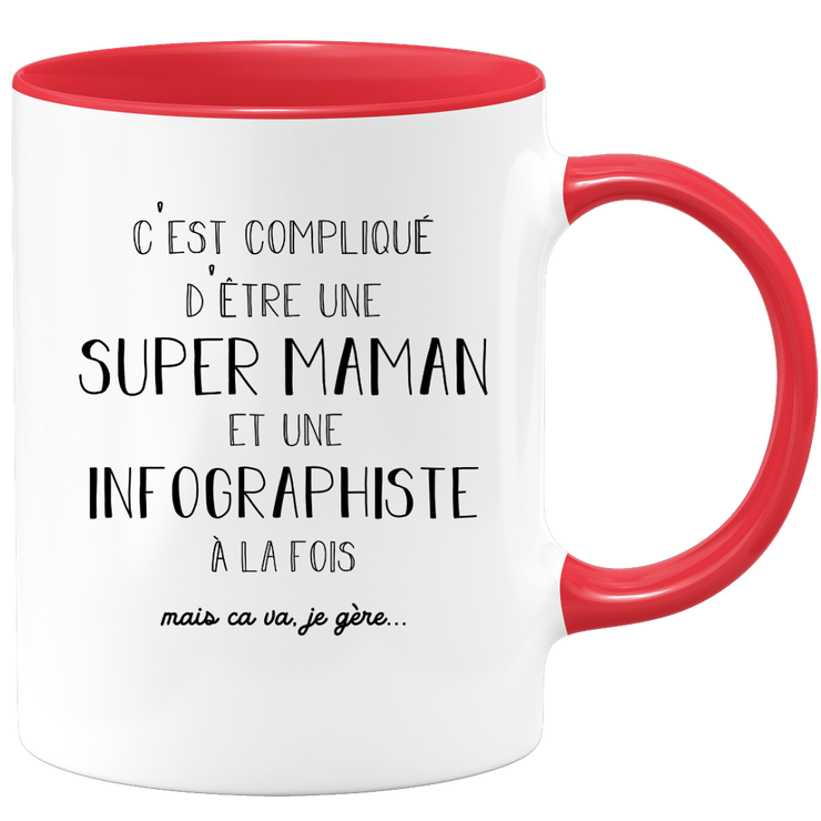 quotedazur - Mug Super Maman Et Infographiste A La Fois Mais Je Gère - Tasse Cadeau Maman Fête Des Mères Anniversaire - Cadeau Pour Jeune Ou Future Maman Suite À Une Naissance