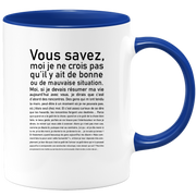 quotedazur - Mug Vous Savez Bonne Ou Mauvaise Situation - Cadeau Collègue Retraite - Idée Cadeau Original Femme - Tasse Couple Saint Valentin - Gadget Geek - Idéal Anniversaire Soeur Meilleure Amie