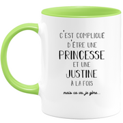 Justine gift mug - complicated to be a princess and a justine - Personalized first name gift Birthday woman Christmas departure colleague