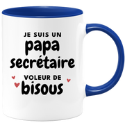 quotedazur - Mug Je Suis Un Papa Secrétaire Voleur De Bisous - Cadeau Fête Des Pères Original - Idée Cadeau Pour Anniversaire Papa - Cadeau Pour Futur Papa Naissance