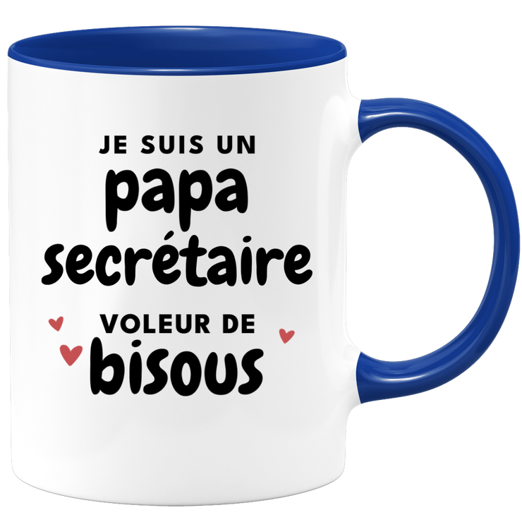 quotedazur - Mug Je Suis Un Papa Secrétaire Voleur De Bisous - Cadeau Fête Des Pères Original - Idée Cadeau Pour Anniversaire Papa - Cadeau Pour Futur Papa Naissance