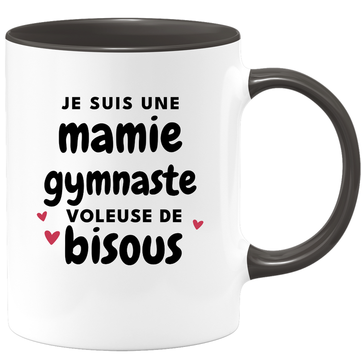 quotedazur - Mug Je Suis Une Mamie Gymnaste Voleuse De Bisous - Cadeau Fête Des Grand Mères Original - Idée Cadeau Pour Anniversaire Mémé Gymnastique - Cadeau Future Mamy Naissance