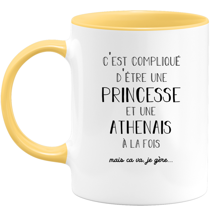 quotedazur - Mug Prénom Athenais Compliqué D'Être Une Princesse Et Une Athenais Mais Ca Va Je Gère - Cadeau Humour Prénom - Idée Cadeau  Saint Valentin - Tasse Prénom Athenais - Idéal Pour Noël