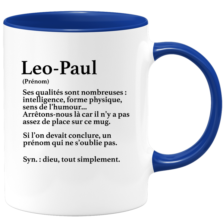 quotedazur - Mug Définition Prénom Leo-paul Dieu Tout Simplement - Cadeau Humour Prénom - Idée Cadeau Famille Saint Valentin - Tasse Prénom Leo-paul