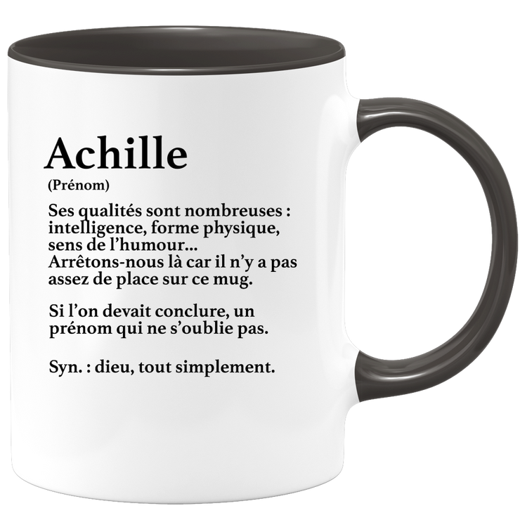 Mug Gift Achille - definition Achille - Personalized first name gift Birthday Man christmas departure colleague - Ceramic - White