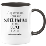 quotedazur - Mug Super Maman Et Coach A La Fois Mais Je Gère - Tasse Cadeau Maman Fête Des Mères Anniversaire - Cadeau Pour Jeune Ou Future Maman Suite À Une Naissance