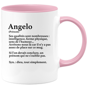 quotedazur - Mug Définition Prénom Angelo Dieu Tout Simplement - Cadeau Humour Prénom - Idée Cadeau Famille Saint Valentin - Tasse Prénom Angelo