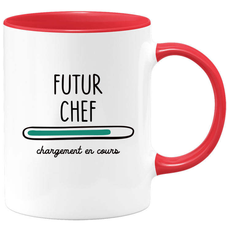 quotedazur - Mug Futur Chef Chargement En Cours - Cadeau Humour Métier Travail  - Idée Cadeau Chef Pot De Départ Chef Mutation - Tasse Cadeau Noël Bureau