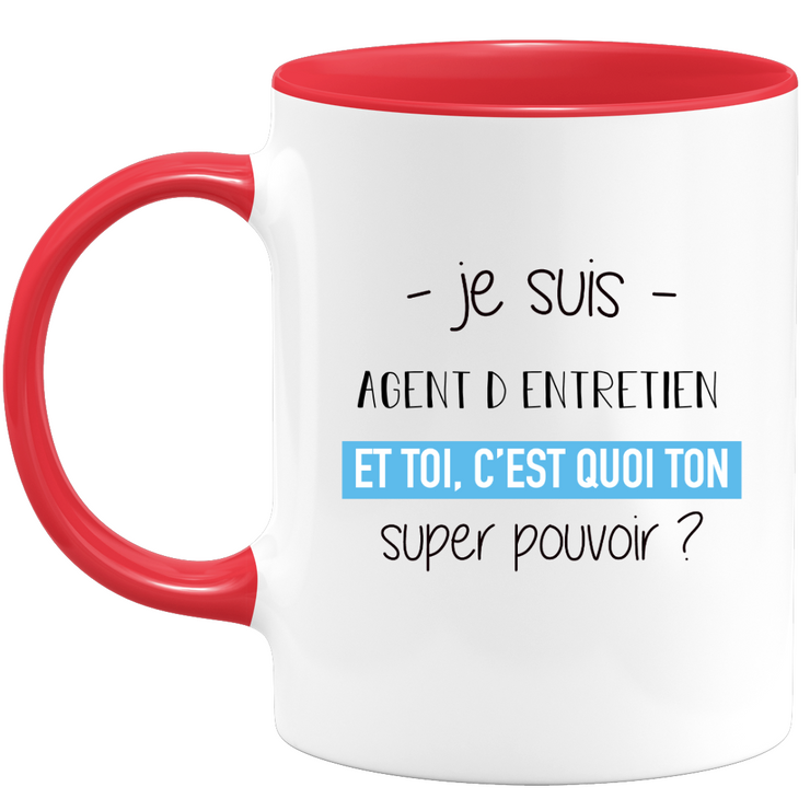 quotedazur - Mug Je Suis Agent d entretien Et Toi C'est Quoi Ton Super Pouvoir - Cadeau Humour Travail - Idée Cadeau Départ Collègue - Tasse Chef Agent d entretien - Idéal Pour Noël Au Bureau