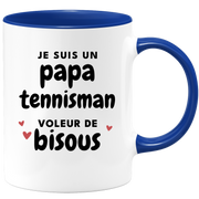 quotedazur - Mug Je Suis Un Papa Tennisman Voleur De Bisous - Cadeau Fête Des Pères Original - Idée Cadeau Pour Anniversaire Papa - Cadeau Pour Futur Papa Naissance