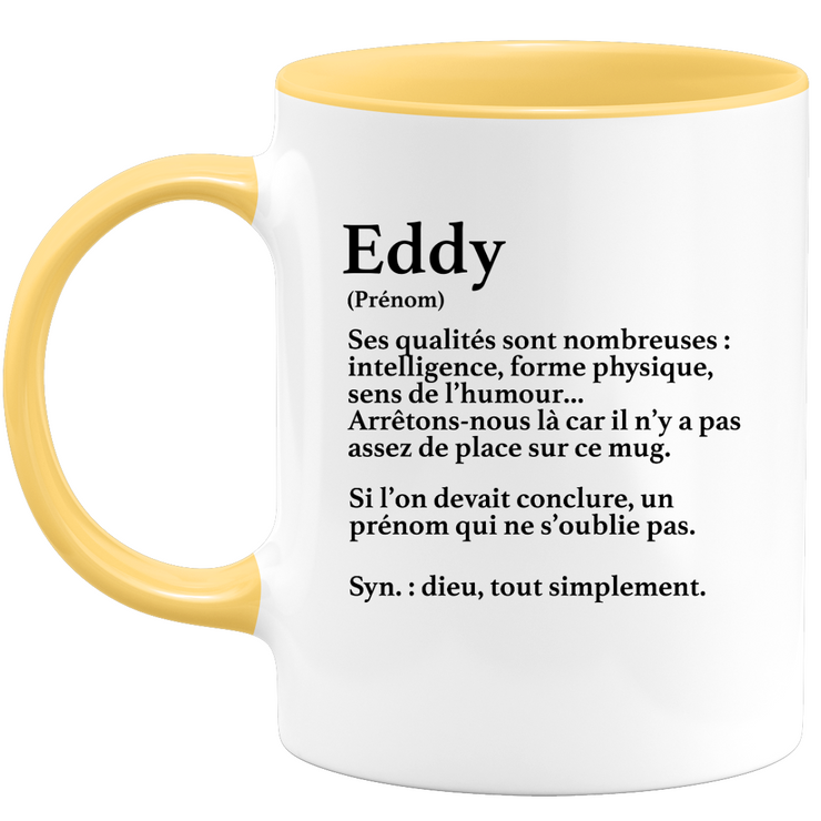 Mug Gift Eddy - definition Eddy - Personalized first name gift Birthday Man Christmas departure colleague - Ceramic - White