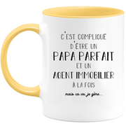 quotedazur - Mug Papa Parfait Et Agent immobilier A La Fois Mais Je Gère - Tasse Cadeau Papa Fête Des Pères Anniversaire - Cadeau Pour Jeune Ou Futur Papa Suite À Une Naissance