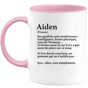 quotedazur - Mug Définition Prénom Aiden Dieu Tout Simplement - Cadeau Humour Prénom - Idée Cadeau Famille Saint Valentin - Tasse Prénom Aiden