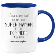 quotedazur - Mug Super Maman Et Pompiere A La Fois Mais Je Gère - Tasse Cadeau Maman Fête Des Mères Anniversaire - Cadeau Pour Jeune Ou Future Maman Suite À Une Naissance