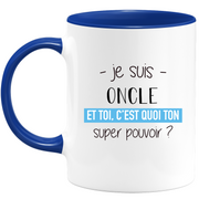 quotedazur - Mug Je Suis Oncle Et Toi C'est Quoi Ton Super Pouvoir - Cadeau Humour Travail - Idée Cadeau Départ Collègue - Tasse Chef Oncle - Idéal Pour Noël Au Bureau