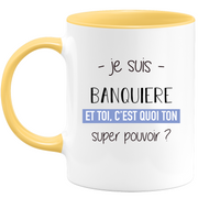 quotedazur - Mug Je Suis Banquiere Et Toi C'est Quoi Ton Super Pouvoir - Cadeau Humour Travail - Idée Cadeau Départ Collègue - Tasse Chef Banquiere - Idéal Pour Noël Au Bureau