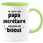 quotedazur - Mug Je Suis Un Papa Secrétaire Voleur De Bisous - Cadeau Fête Des Pères Original - Idée Cadeau Pour Anniversaire Papa - Cadeau Pour Futur Papa Naissance