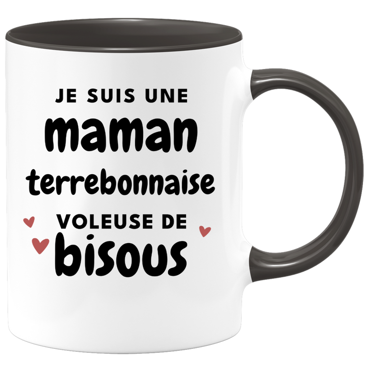 quotedazur - Mug Je Suis Une Maman Terrebonnaise Voleuse De Bisous - Cadeau Pour Terrebonnaise - Cadeau Personnalisé Pour Femme - Cadeau Original Pour Anniversaire, Noël, Future Maman Naissance