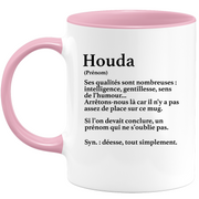 quotedazur - Mug Définition Prénom Houda Déesse Tout Simplement - Cadeau Humour Prénom - Idée Cadeau Famille Saint Valentin - Tasse Prénom Houda - Idéal Pour Noël Au Bureau