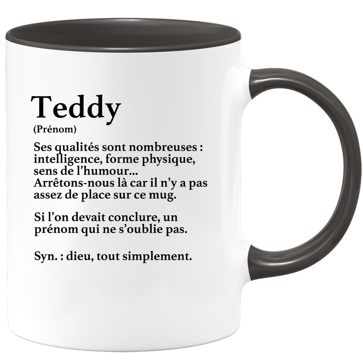 quotedazur - Mug Définition Prénom Teddy Dieu Tout Simplement - Cadeau Humour Prénom - Idée Cadeau Famille Saint Valentin - Tasse Prénom Teddy