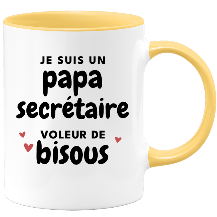 quotedazur - Mug Je Suis Un Papa Secrétaire Voleur De Bisous - Cadeau Fête Des Pères Original - Idée Cadeau Pour Anniversaire Papa - Cadeau Pour Futur Papa Naissance