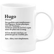 quotedazur - Mug Définition Prénom Hugo Dieu Tout Simplement - Cadeau Humour Prénom - Idée Cadeau Famille Saint Valentin - Tasse Prénom Hugo