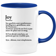 quotedazur - Mug Définition Prénom Joy Déesse Tout Simplement - Cadeau Humour Prénom - Idée Cadeau Famille Saint Valentin - Tasse Prénom Joy - Idéal Pour Noël Au Bureau