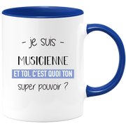 quotedazur - Mug Je Suis Musicienne Et Toi C'est Quoi Ton Super Pouvoir - Cadeau Humour Travail - Idée Cadeau Départ Collègue - Tasse Chef Musicienne - Idéal Pour Noël Au Bureau