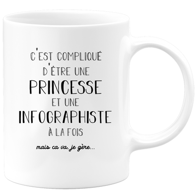 quotedazur - Mug Princesse Et Infographiste A La Fois Mais Je Gère - Tasse Cadeau Femme Travail Fête Des Mères Anniversaire - Cadeau Départ ou Noël Pour Une Infographiste