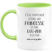 Lou-ann gift mug - complicated to be a princess and a lou-ann - Personalized first name gift Birthday woman christmas departure colleague