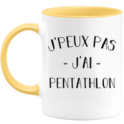 quotedazur - Mug Je Peux Pas J'ai Pentathlon - Cadeau Humour Sport - Idée Cadeau Original - Tasse Pentathlon - Idéal Pour Anniversaire Ou Noël