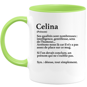 quotedazur - Mug Définition Prénom Celina Déesse Tout Simplement - Cadeau Humour Prénom - Idée Cadeau Famille Saint Valentin - Tasse Prénom Celina - Idéal Pour Noël Au Bureau