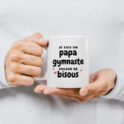 quotedazur - Mug Je Suis Un Papa Gymnaste Voleur De Bisous - Cadeau Fête Des Pères Original - Idée Cadeau Pour Anniversaire Papa - Cadeau Pour Futur Papa Naissance