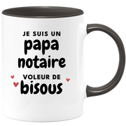 quotedazur - Mug Je Suis Un Papa Notaire Voleur De Bisous - Cadeau Fête Des Pères Original - Idée Cadeau Pour Anniversaire Papa - Cadeau Pour Futur Papa Naissance