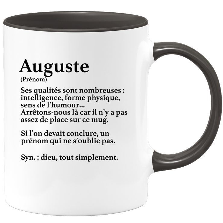 quotedazur - Mug Définition Prénom Auguste Dieu Tout Simplement - Cadeau Humour Prénom - Idée Cadeau Famille Saint Valentin - Tasse Prénom Auguste