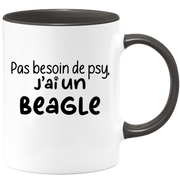 quotedazur - Mug Pas Besoin De Psy J'ai Un Beagle - Cadeau Humour Chien - Tasse Originale Animaux Cadeau Noël Anniversaire