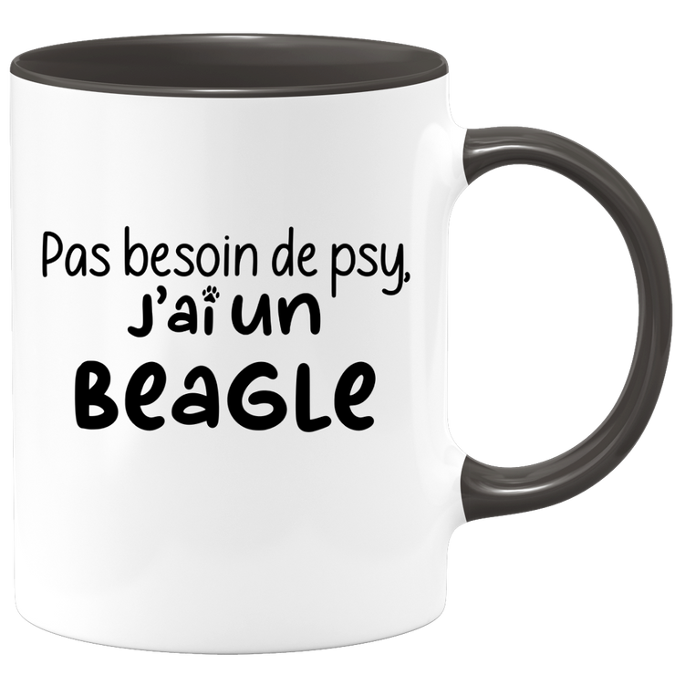 quotedazur - Mug Pas Besoin De Psy J'ai Un Beagle - Cadeau Humour Chien - Tasse Originale Animaux Cadeau Noël Anniversaire