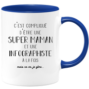 quotedazur - Mug Super Maman Et Infographiste A La Fois Mais Je Gère - Tasse Cadeau Maman Fête Des Mères Anniversaire - Cadeau Pour Jeune Ou Future Maman Suite À Une Naissance