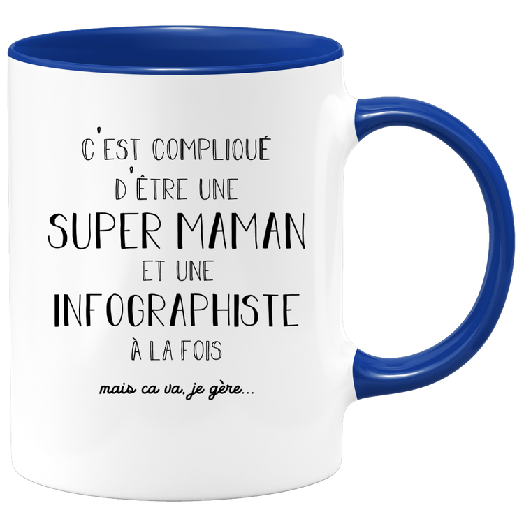 quotedazur - Mug Super Maman Et Infographiste A La Fois Mais Je Gère - Tasse Cadeau Maman Fête Des Mères Anniversaire - Cadeau Pour Jeune Ou Future Maman Suite À Une Naissance