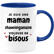 quotedazur - Mug Je Suis Une Maman Shawiniganaise Voleuse De Bisous - Cadeau Pour Shawiniganaise - Cadeau Personnalisé Pour Femme - Cadeau Original Pour Anniversaire, Noël, Future Maman Naissance