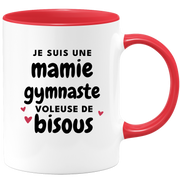 quotedazur - Mug Je Suis Une Mamie Gymnaste Voleuse De Bisous - Cadeau Fête Des Grand Mères Original - Idée Cadeau Pour Anniversaire Mémé Gymnastique - Cadeau Future Mamy Naissance