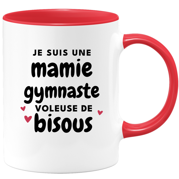 quotedazur - Mug Je Suis Une Mamie Gymnaste Voleuse De Bisous - Cadeau Fête Des Grand Mères Original - Idée Cadeau Pour Anniversaire Mémé Gymnastique - Cadeau Future Mamy Naissance