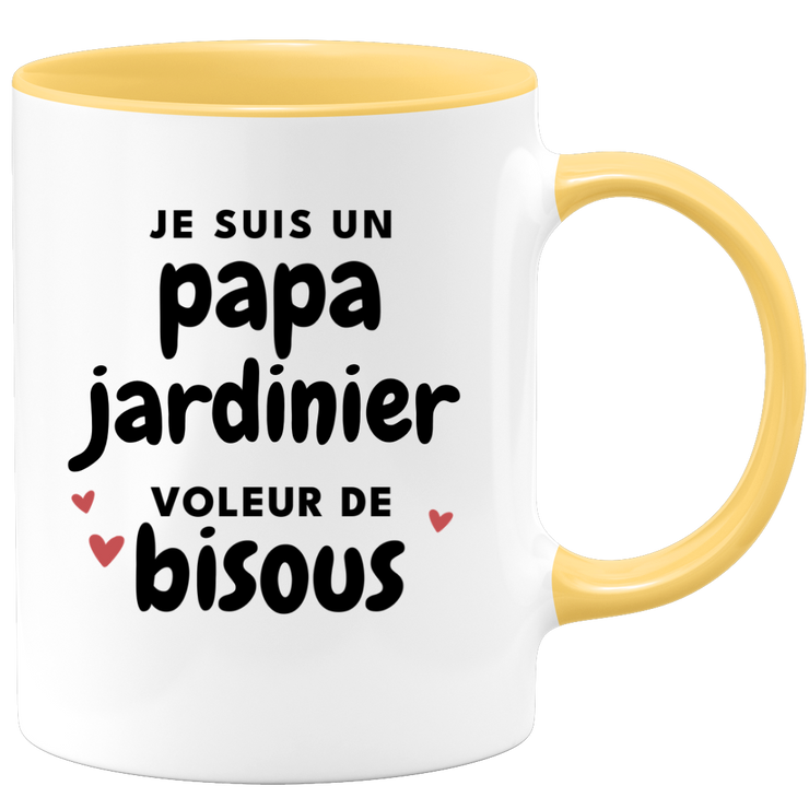 quotedazur - Mug Je Suis Un Papa Jardinier Voleur De Bisous - Cadeau Fête Des Pères Original - Idée Cadeau Pour Anniversaire Papa - Cadeau Pour Futur Papa Naissance